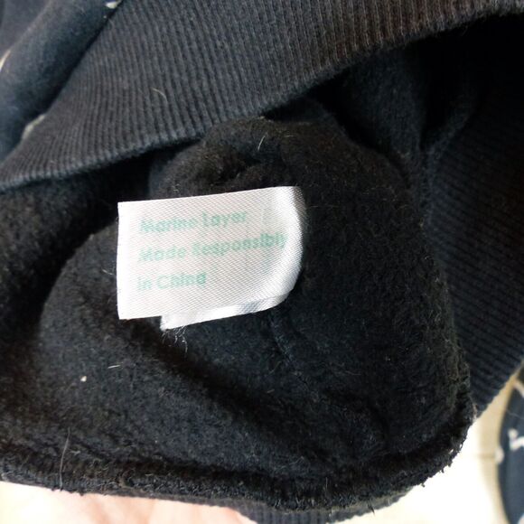 Marine Layer Anytime Black Noodle Print Sweatshirt Womens L Crewneck 90s Art Geo - Picture 8 of 10